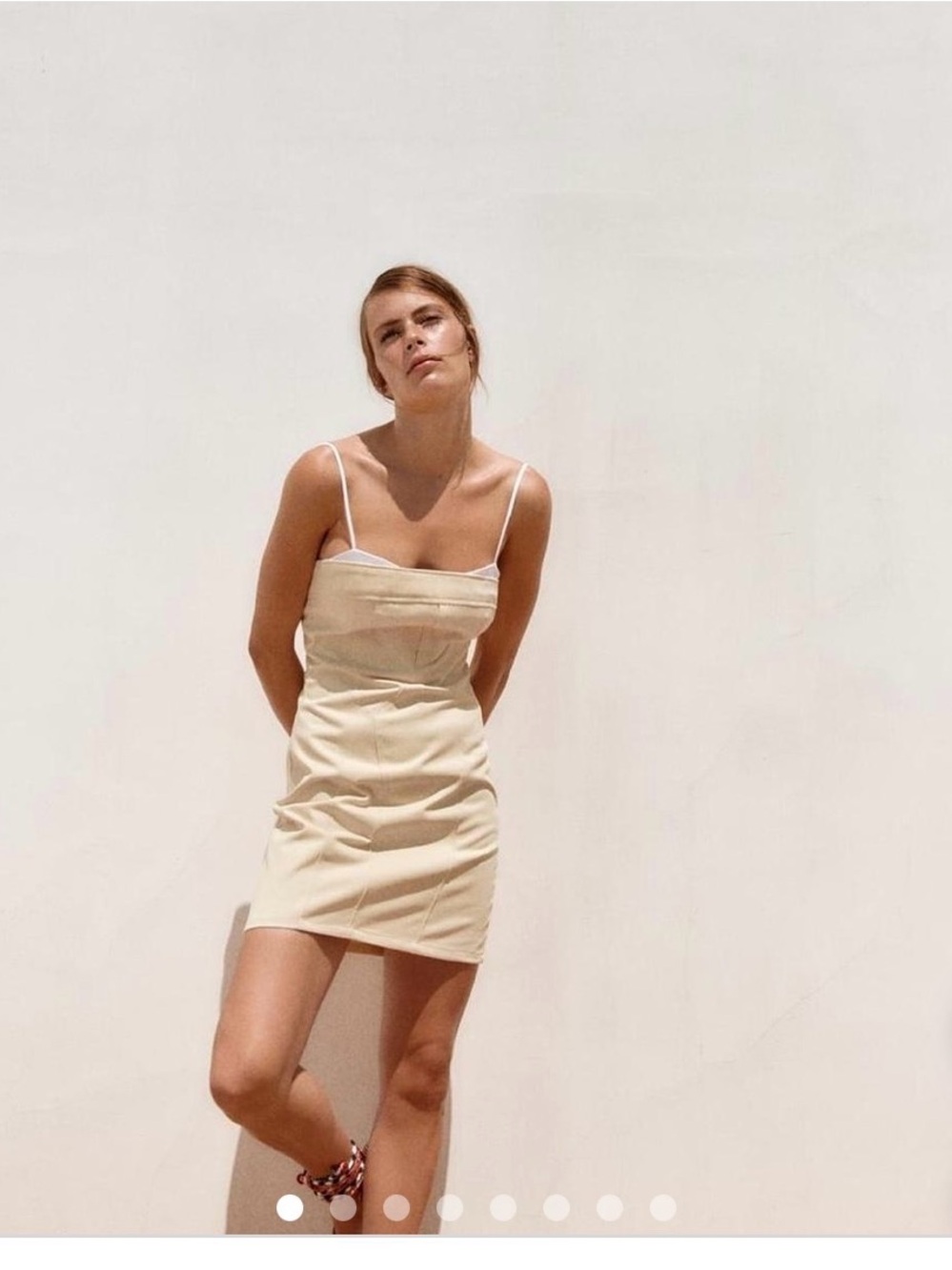 Zara Cream Spaghetti-Strap Mini Dress
